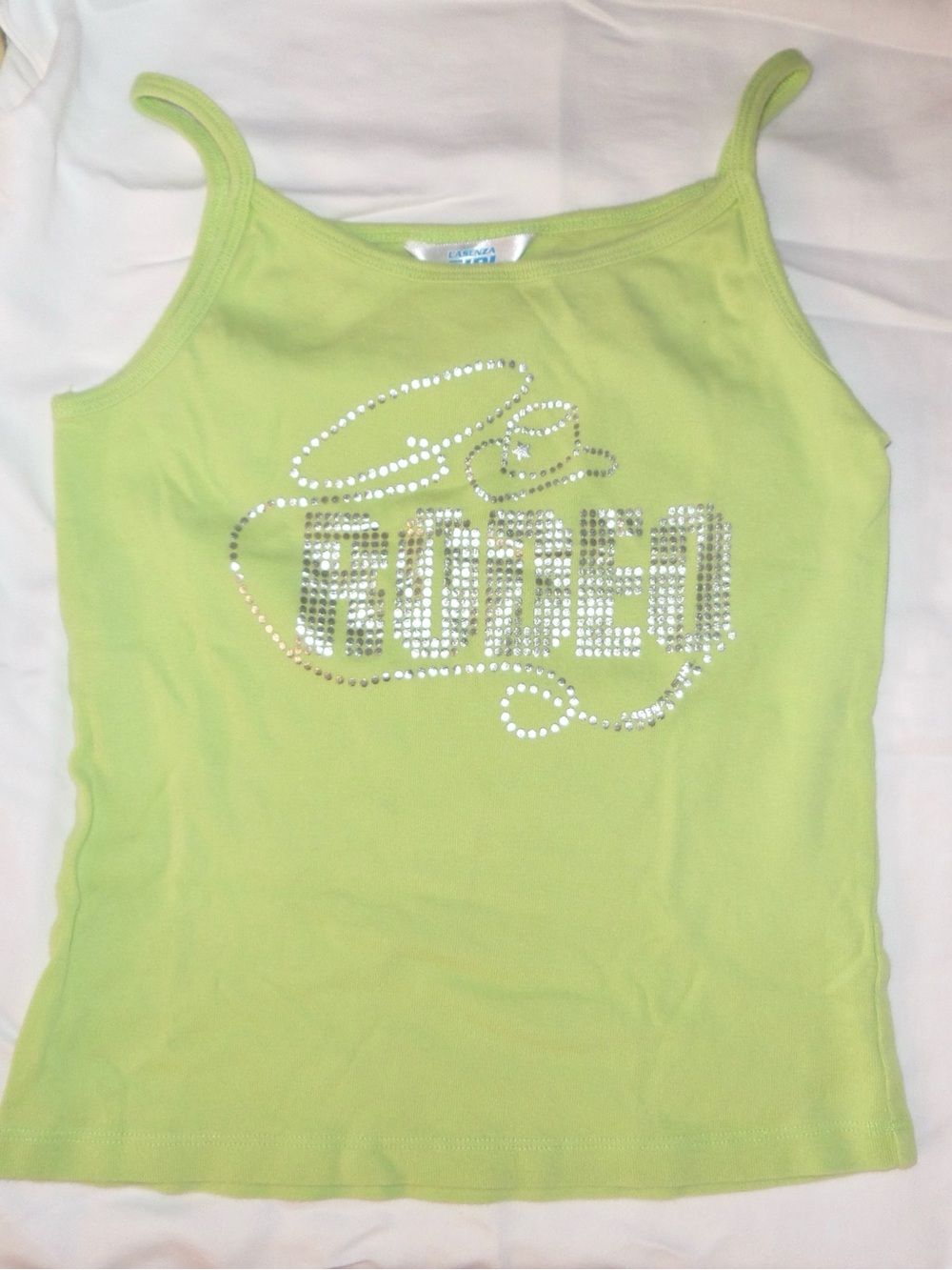 Vintage La SENZA Girl Lime Green Tee with Sparkle Graphic - Picture 2 of 3
